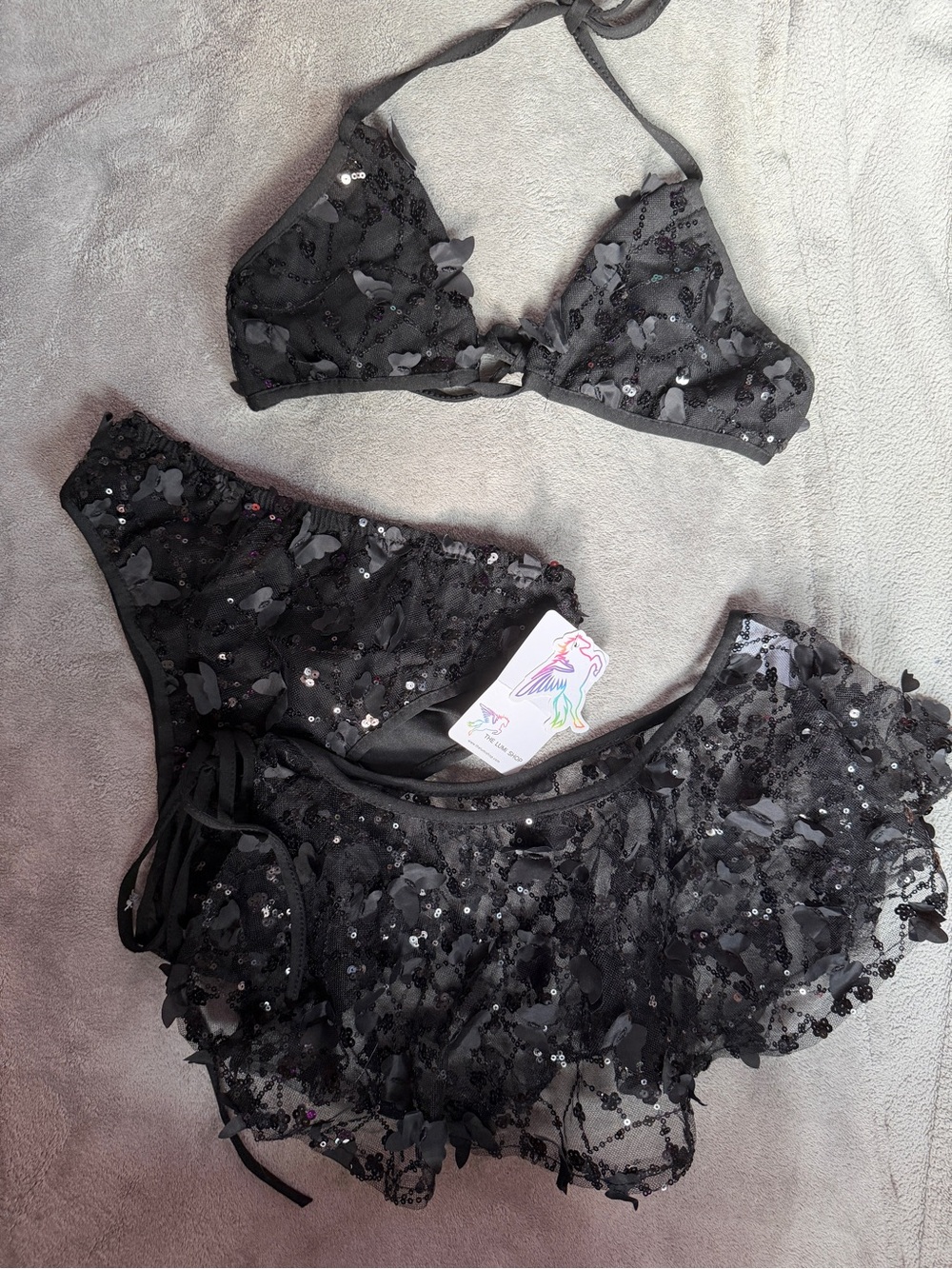 Embellished Lace Bikini & Skirt Set S